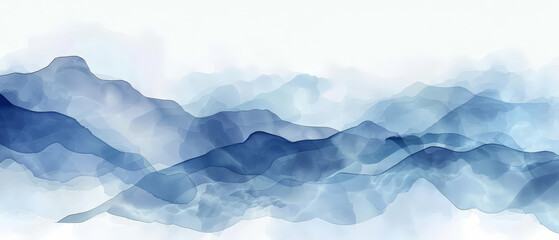 A blue mountain range with a white background - obrazy, fototapety, plakaty