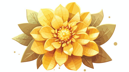 Golden flower Flat vector isolated on white background