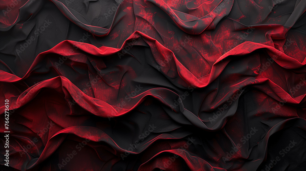 Poster background image of crumpled cloth in red and black.