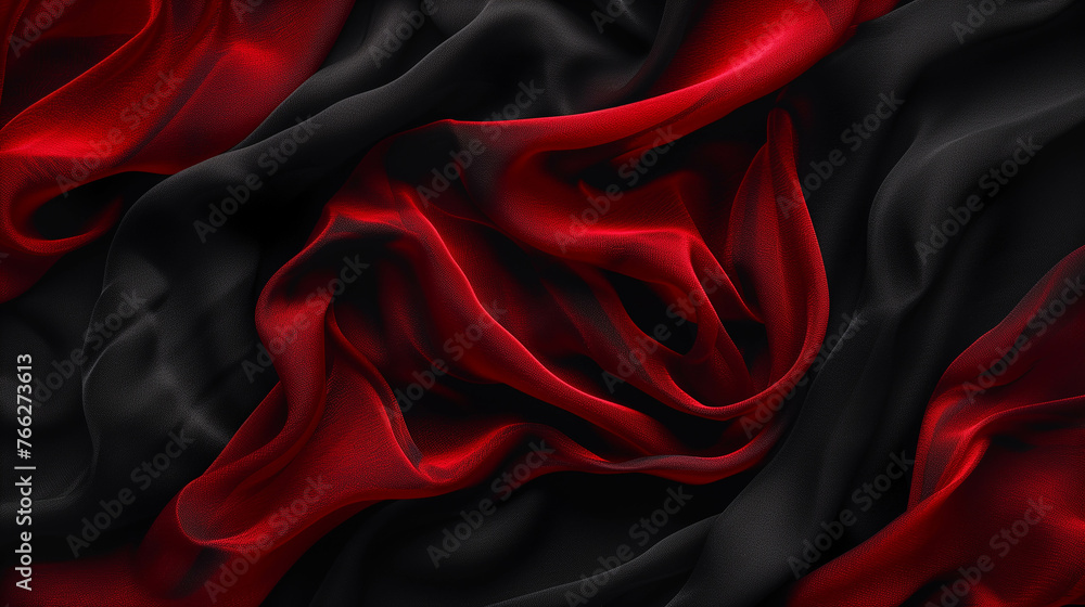 Poster background image of crumpled cloth in red and black.