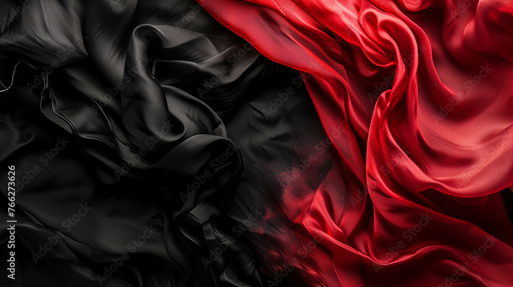Poster background image of crumpled cloth in red and black.
