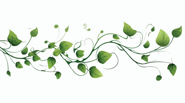 Green vine plant model Flat vector isolated on white
