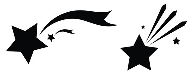 Set of Shooting stars icons. Star trail sign Vector Illustration.