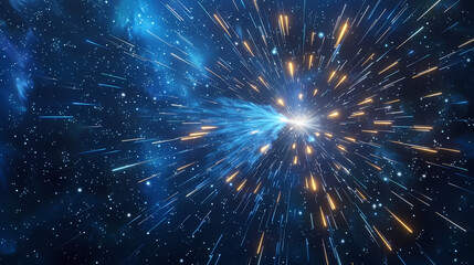 Abstract explosion illustration with glowing line particles - obrazy, fototapety, plakaty