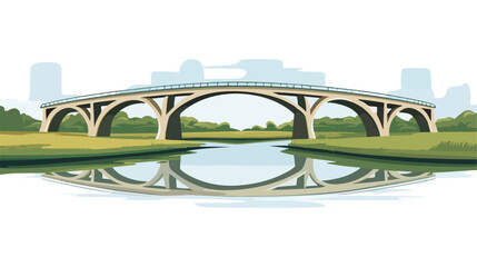 Illustration of twin cantilever bridges across - obrazy, fototapety, plakaty