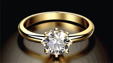 Illustration yellow gold traditional solitaire engage