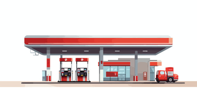 Illustration technique gas station fuel and power 
