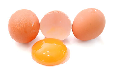Red eggs on a white background - stock photo
