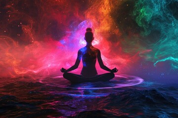 Harmonious Meditation: Cosmic Chakra Activation in Nature's Spectrum
