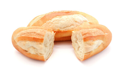 Loaf of bread isolated on white background. Whole bread