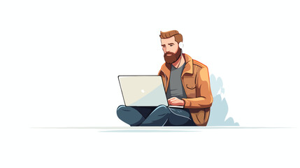 Man with laptop vector illustration Flat vector isolated