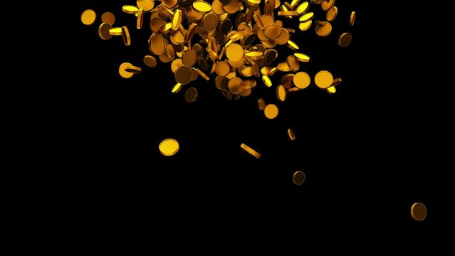 Falling Coins and Bright Stars on Dark Background