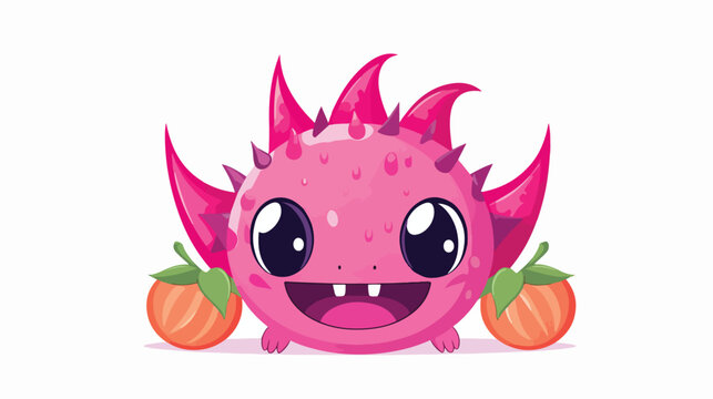 Moody dragon fruit character cartoon vector