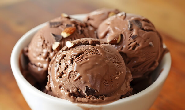 Chocolate Ice Cream with Almond Fudge Goodness, Generative AI