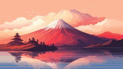 Poster Mt. Fuji and the first sunrise Flat vector © Megan