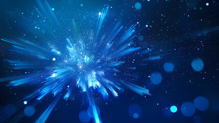 Fototapeta premium Abstract explosion illustration with glowing line particles