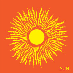 Sun. Sun drawn from circles on a white background. Abstract sun for design.