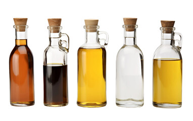 Kitchen Setting with Vinegar Bottles Isolated On Transparent Background PNG.