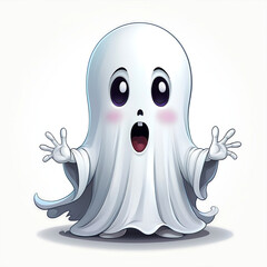 Cute Cartoon Ghost, Vector illustration on a white background.... With ai generative
