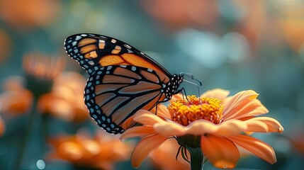 The delicate flutter of a butterfly's wings as it alights on a flower, sipping nectar with delicate...