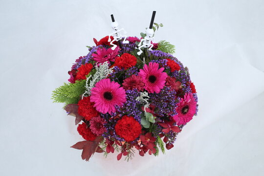Many types of flowers arranged as a gift