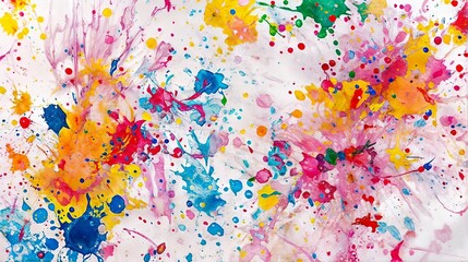 Horizontal AI illustration explosive paint splashes on white. Concept backgrounds and textures.