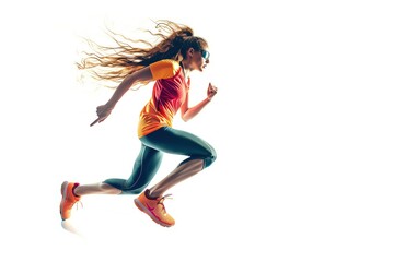  Runner in Vibrant Sportswear Racing with a Blaze of Speed