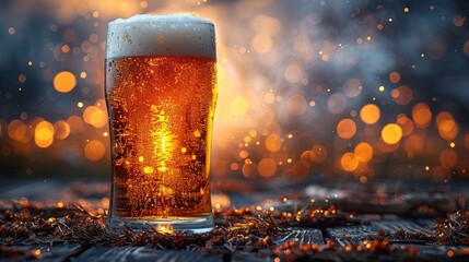 Glasses of light and dark beer on a pub background. - obrazy, fototapety, plakaty