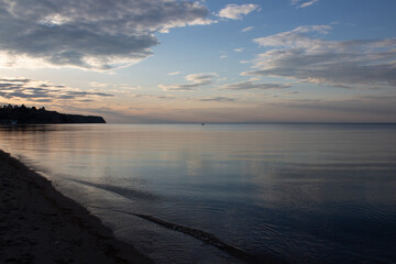 Sunset over the sea with beautiful clouds.