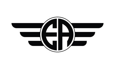 EA initial letter circle wings icon gaming logo design vector template. batman logo, sports logo, monogram, polygon, war game, symbol, playing logo, abstract, fighting, typography, minimal, wings logo - obrazy, fototapety, plakaty
