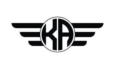 KA initial letter circle wings icon gaming logo design vector template. batman logo, sports logo, monogram, polygon, war game, symbol, playing logo, abstract, fighting, typography, minimal, wings logo - obrazy, fototapety, plakaty