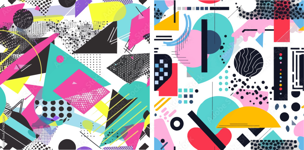 Poster colorful shapes pattern, vivid coloring texture and funky color patterns abstract