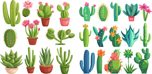Flora isolated vector icons collection - obrazy, fototapety, plakaty
