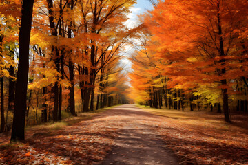 An Invigorating Walk Through Autumn Hues: A Celebration Of Seasonal Transition In A Tranquil Rural Landscape