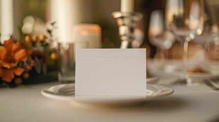 Elegant Wedding Table Setting with Blank Menu Card. Generative ai