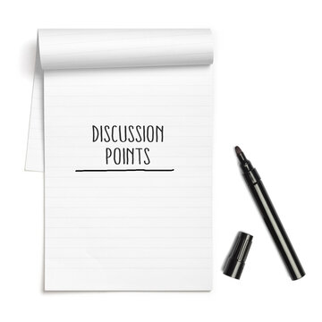 Discussion Points headline on paper note book
