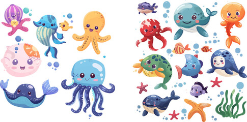 Underwater cute animals for children