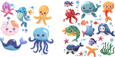 Cercles muraux Vie marine Underwater cute animals for children