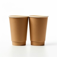 Kraft Paper Coffee Cups for Sustainable Beverage Service. Generative ai
