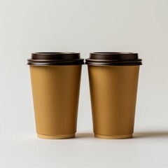 Kraft Paper Coffee Cups for Sustainable Beverage Service. Generative ai