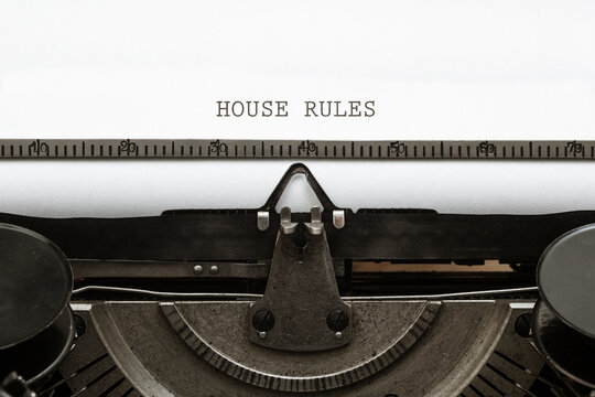 House Rules headline written on vintage type writer from 1920s
