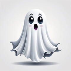 Cute Cartoon Ghost, Vector illustration on a white background.... With ai generative
