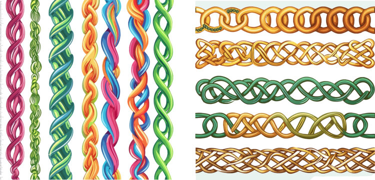 Knotted braid ornaments isolated vector illustration set