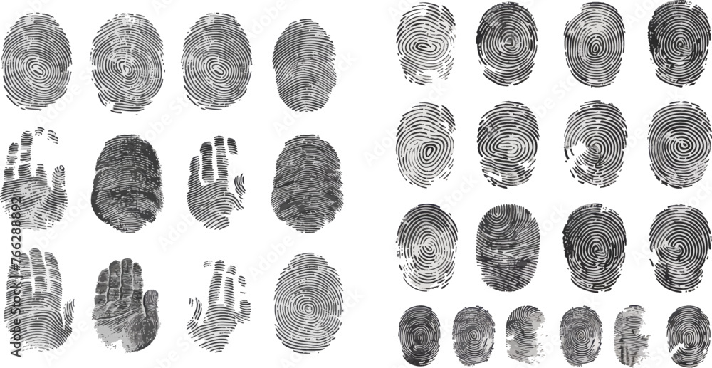 Poster security fingerprint authentication vector illustration set