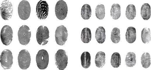 Fotobehang Biometric human fingerprints, unique thumb lines imprint © Mark