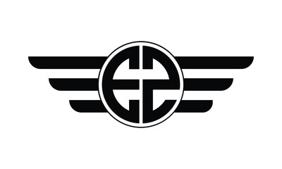 EZ initial letter circle wings icon gaming logo design vector template. batman logo, sports logo, monogram, polygon, war game, symbol, playing logo, abstract, fighting, typography, minimal, wings logo - obrazy, fototapety, plakaty