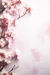Pink Background With Pink Flowers. Generative AI.