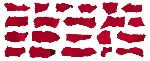 red pieces of paper on white isolated background