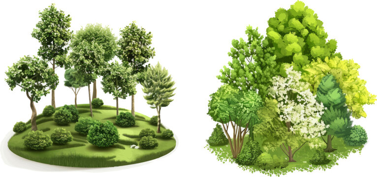 Bush green and trees environment shape