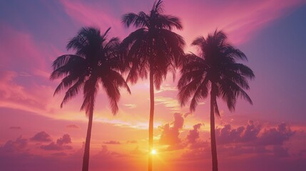 Fototapeta na wymiar Palm Tree Overlooking Beach and Ocean